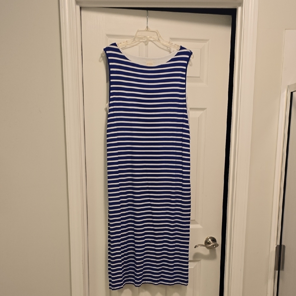 Chico's Blue and White Sheath Midi Dress